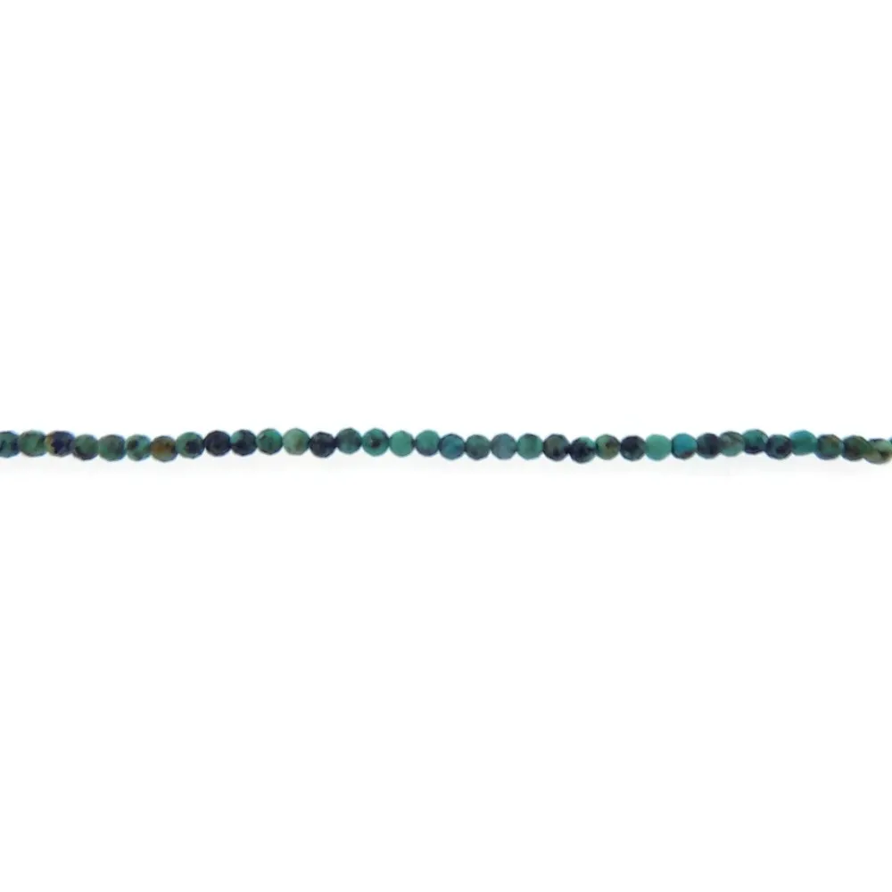 splendido filo di Turchese Egiziano naturale tondo sfaccettato diametro 3 mm.