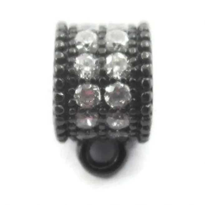 distanziatore rondella anellino saldato con zirconi bianchi argento 925 rodiato nero 6x4,5 mm 1pz