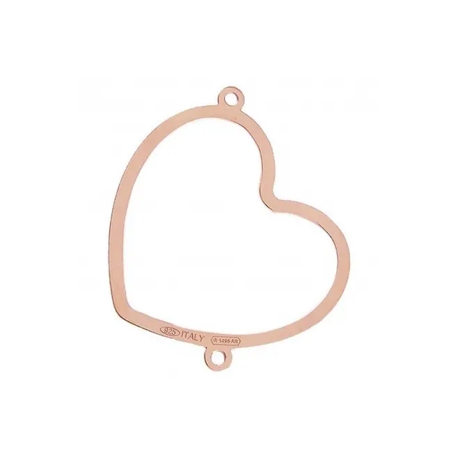 connettore cuore di 30x25 mm argento 925 placcato oro rosè 1 pz