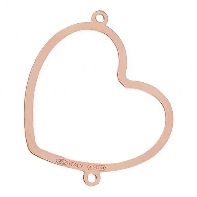 connettore cuore di 30x25 mm argento 925  placcato oro rosè  1 pz