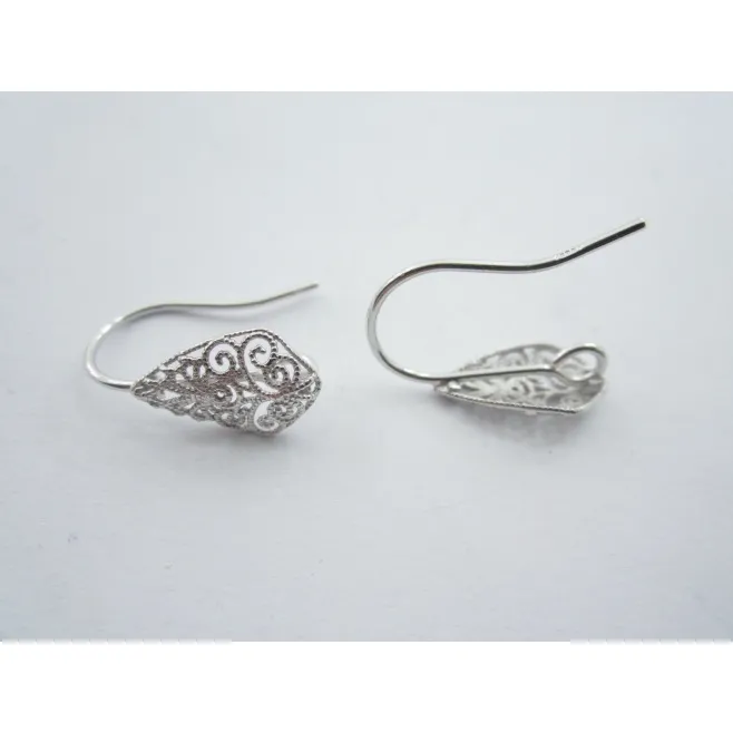 1 paio di monachelle  orecchini frontale goccia filigrana argento 925 rodiato