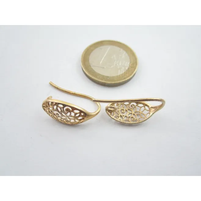 1 paio di monachelle orecchini ovale filigrana argento 925 placcato oro giallo