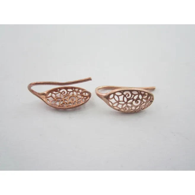 1 paio di monachelle orecchini ovale filigrana argento 925 placcato oro rosè