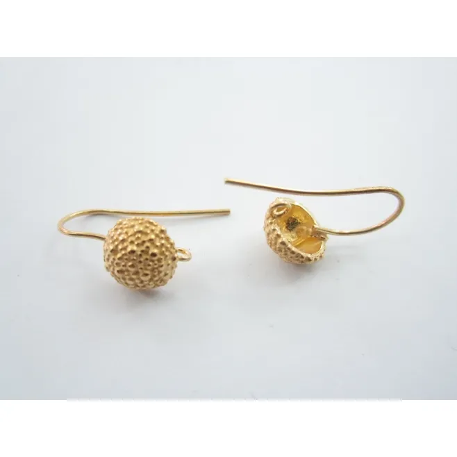 1 paio di monachelle puntinate in argento 925 placcato oro giallo tipo bottone sardo