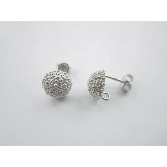 1 paio di perni  puntinati in argento 925 rodiato tipo bottone sardo