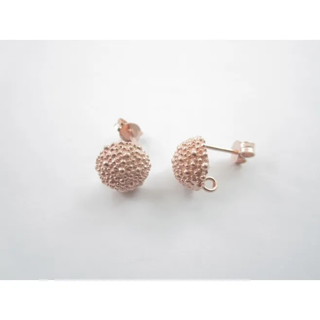 1 paio di perni  puntinati in argento 925 placcato oro rosa tipo bottone sardo