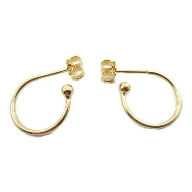 1 paio di orecchini cerchio aperto chiusura perno semi tondo argento 925 placcato oro giallo 15 mm