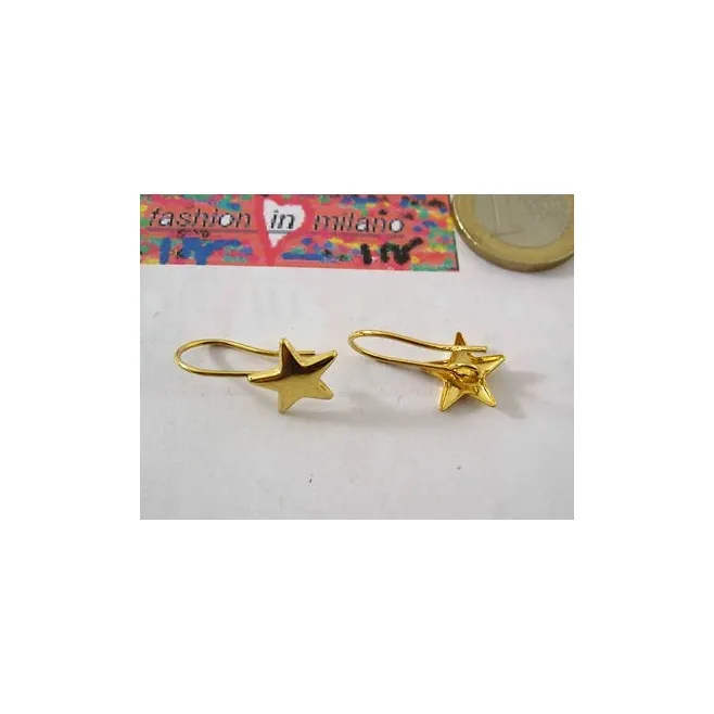 1 PAIO DI ORECCHINI STELLA IN ARGENTO925 PLACCATO ORO GIALLO 22X12 MM ITALY