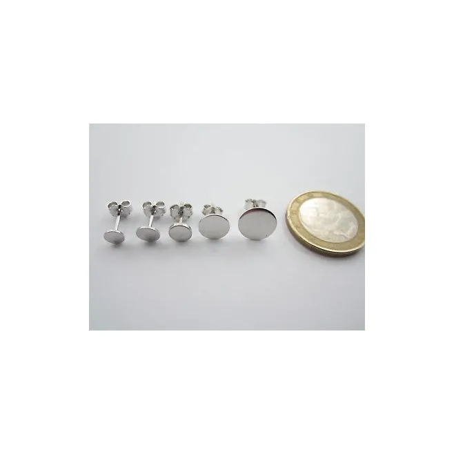 1 paio di perni orecchini base incollo piatta misura 10 mm argento 925 rodiato