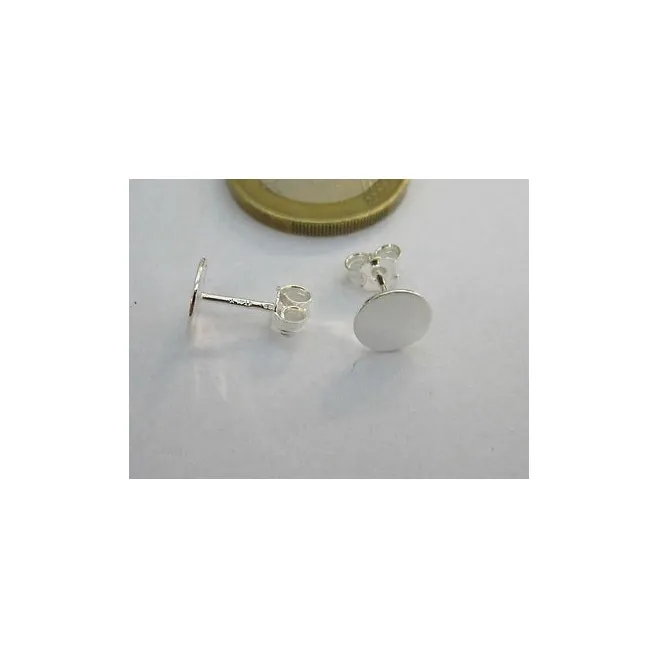 1 paio di perni per orecchini base piatta di 8 mm in argento 925 italy