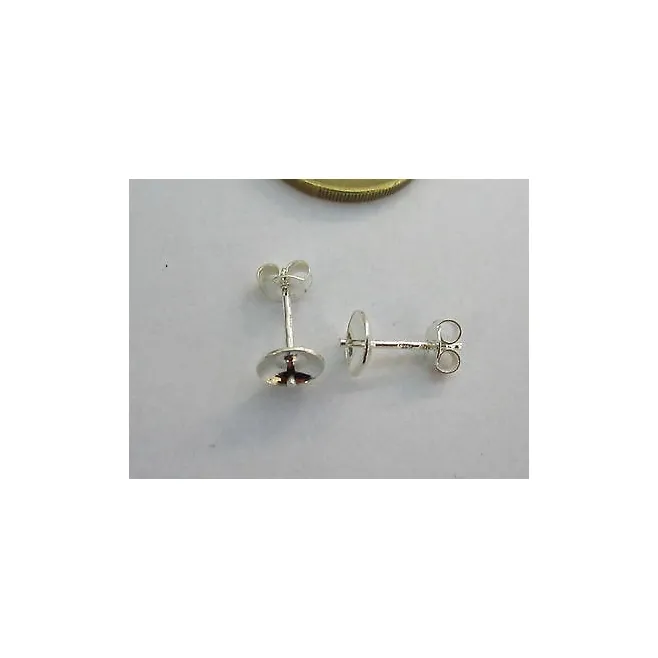 1 PAIO DI PERNI X ORECCHINI  DA INCOLLO IN ARGENTO 925  DA MM 8 MADE IN ITALY