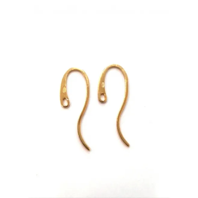 1 paio ganci orecchino ad amo piatto lungo argento 925 placcato oro giallo
