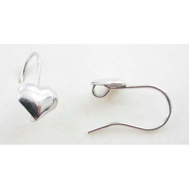 Monachelle cuore orecchini argento 925 rodiate 18x9 mm - 2pz