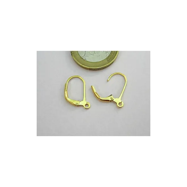 1 PAIO MONACHELLE CON CHIUSURA PER ORECCHINI IN ARGENTO 925 PKL ORO GIALLO ITALY