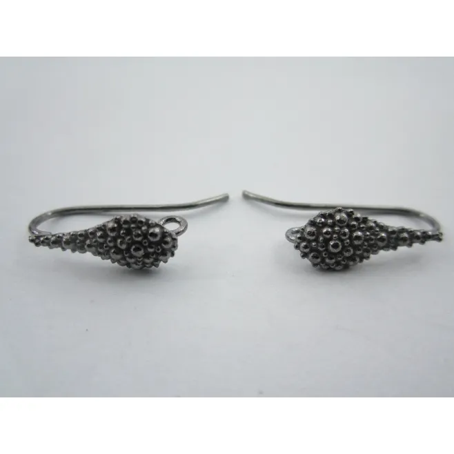 1 paio monachelle goccia puntinata  in argento 925 rodiato nero