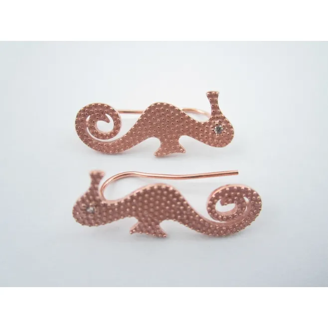 1 paio monachelle per orecchini cavalluccio marino arg. 925 plk oro rosè