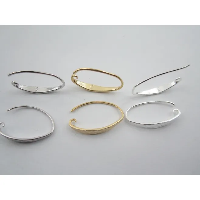 1 paio monachelle per orecchini in arg. 925 plk oro giallo e piattina martellata