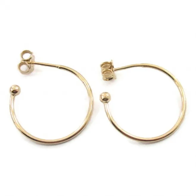 1 paio orecchini cerchio aperto perno semi tondo in argento 925 placcato oro giallo  23 mm