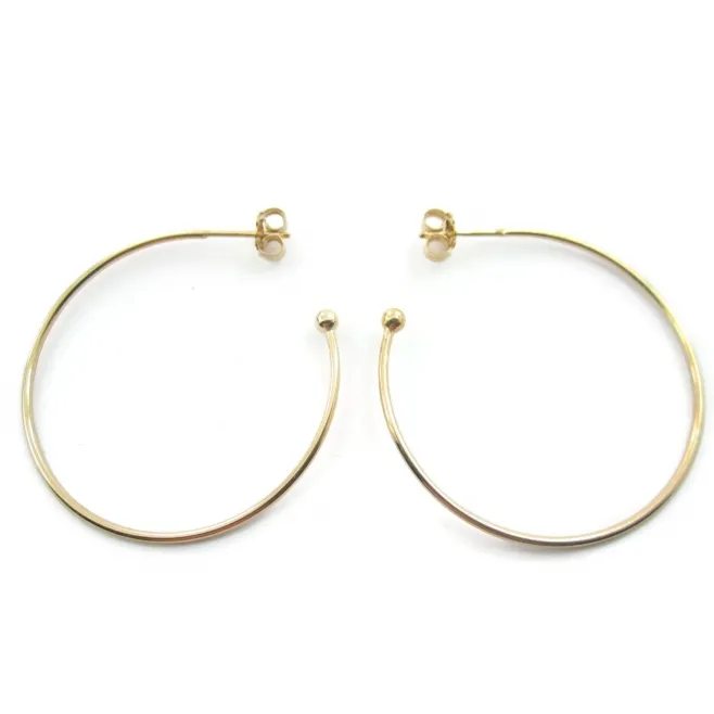 1 paio orecchini perno semi tondo in argento 925 placcato oro giallo  diametro 38 mm mm