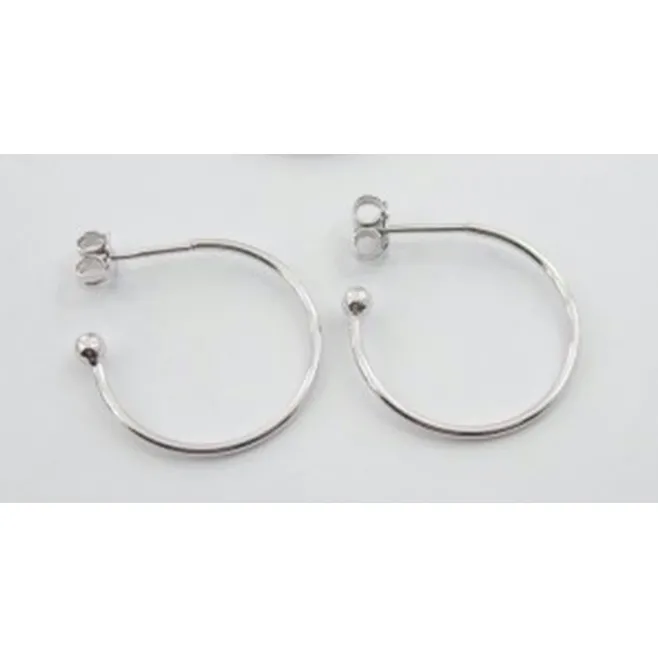 1 paio orecchini perno semi tondo in argento 925 rodiato misure 23 mm