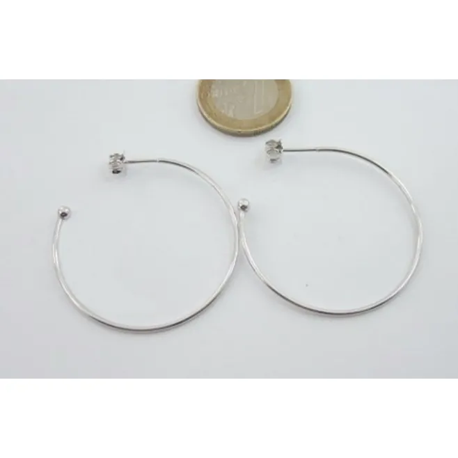 1 paio orecchini perno semi tondo in argento 925 rodiato misure 39 X 15 mm