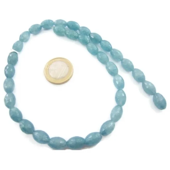 1 filo in angelite ovale  sfaccettata 11,5x7,5 mm.