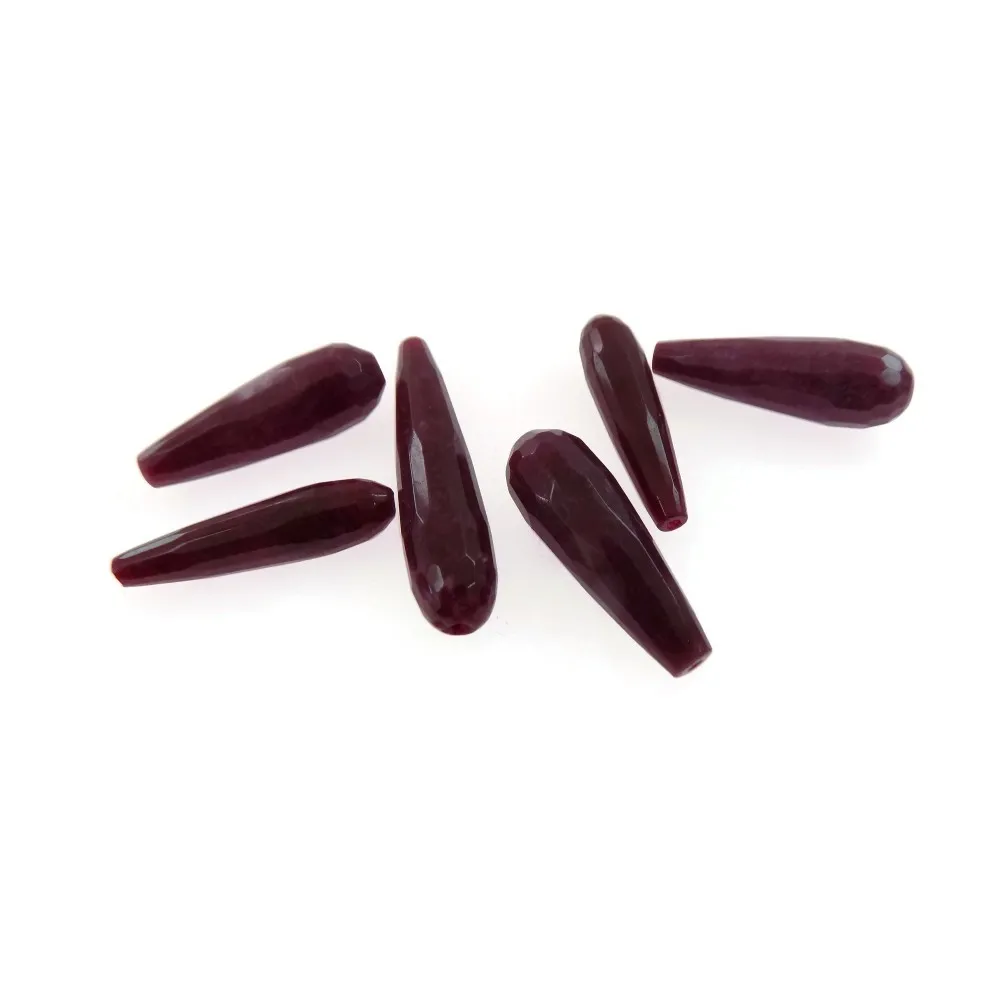 6 GOCCE SFACCETTATE  IN RADICE DI RUBINO  3 MISURE