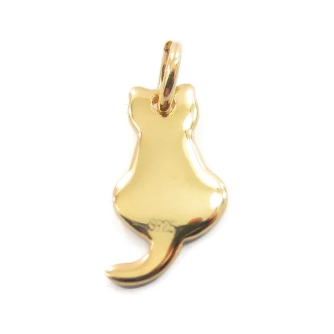ciondolo charms gatto in argento 925 placcato oro giallo