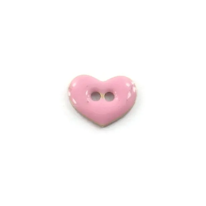 bottone cuore smalto rosa in argento 925 placcato oro giallo di 12x9,5 mm