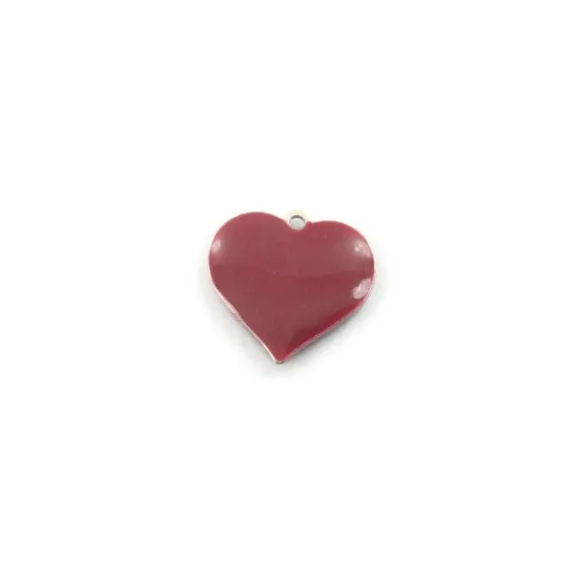 pendente charms cuore smalto bordeoux in argento 925 placcato oro rosa di 11x11 mm