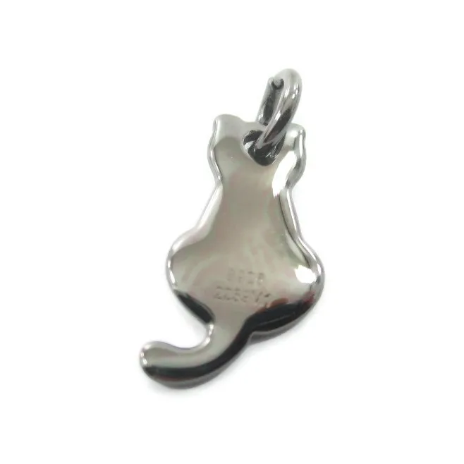 ciondolo charms gatto in argento 925 rodiato nero