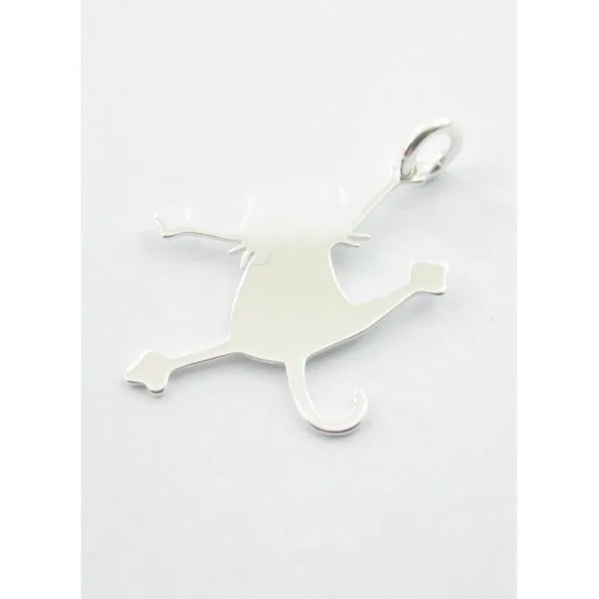 ciondolo charms gatto in argento 925 rodiato misure 21x16,5 mm