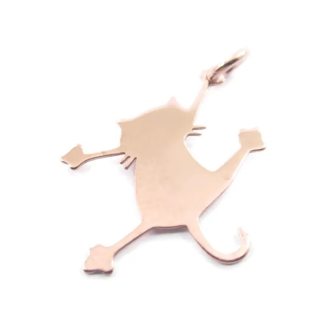 ciondolo charms gatto in argento 925 placcato oro rosa misure 21x16,5 mm