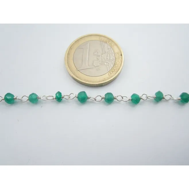 10 CM CATENA ARG. E GIADA BURMA CONCATENAT TIPO ROSARIO 4x3/2,5