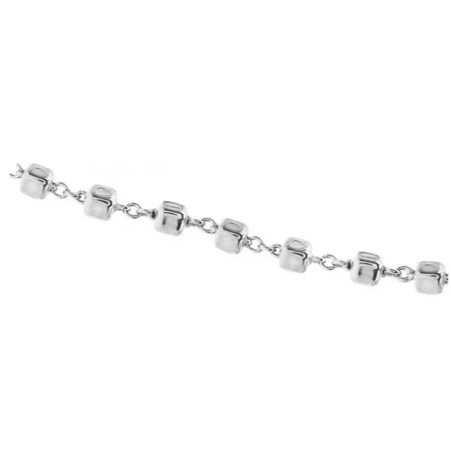 Catena rosario cubetti in argento 925 rodiato 2,5x2,5 mm 10 cm