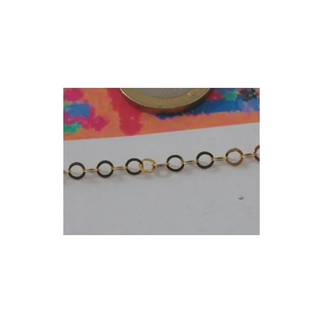 37 cm catena  argento925 dorata anellini in piattina liscia 3,5x0,3