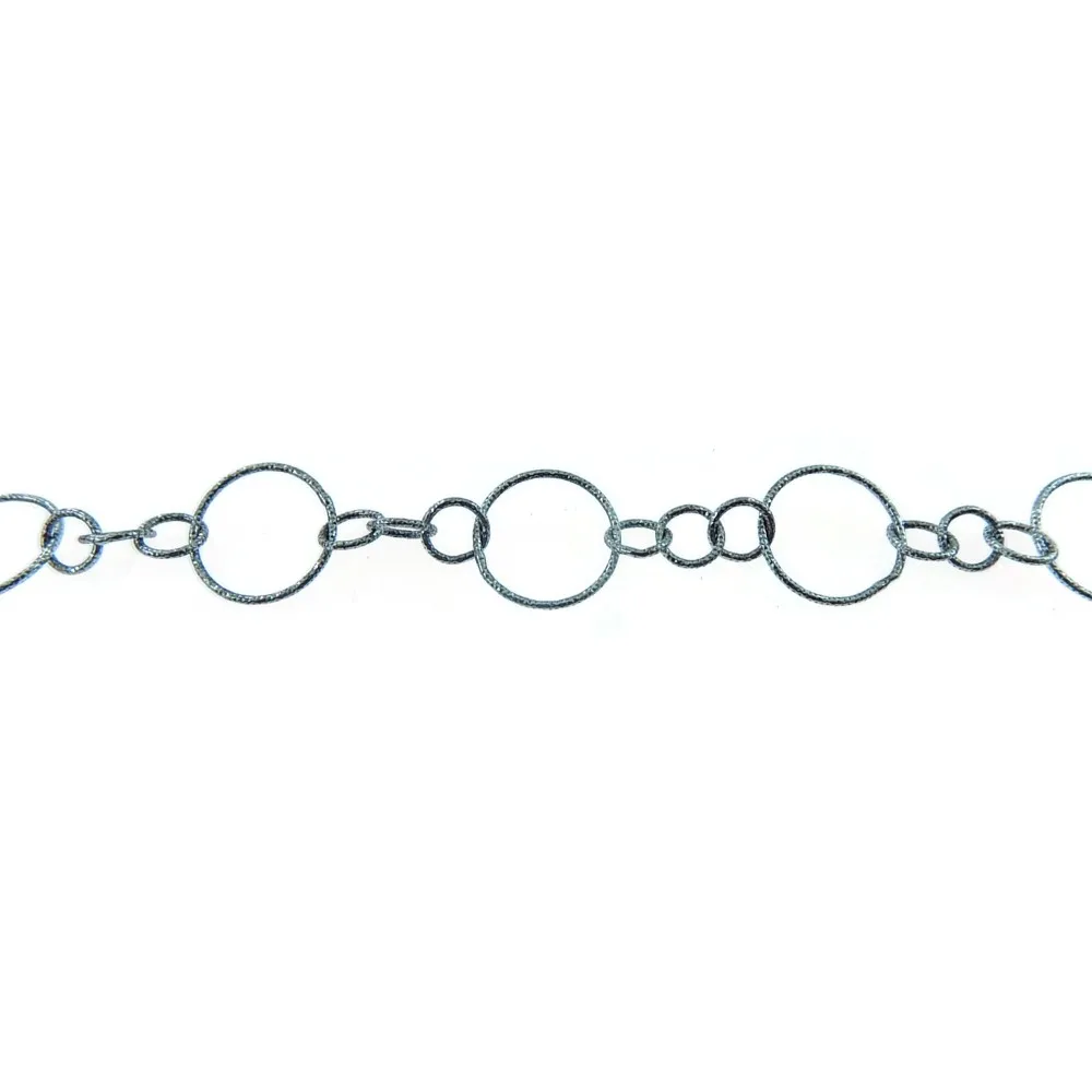 40 cm catena in argento 925 rodiato diamantato cerchi 15mm e cerchi piccoli 6mm. Italy