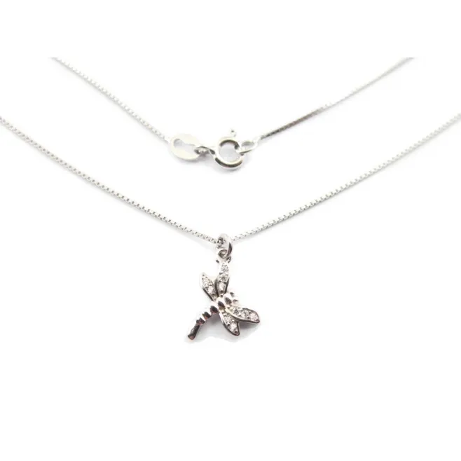 catenina veneziana rodiata e charms libellula zirconi bianchii argento 925 rodiato1 pz