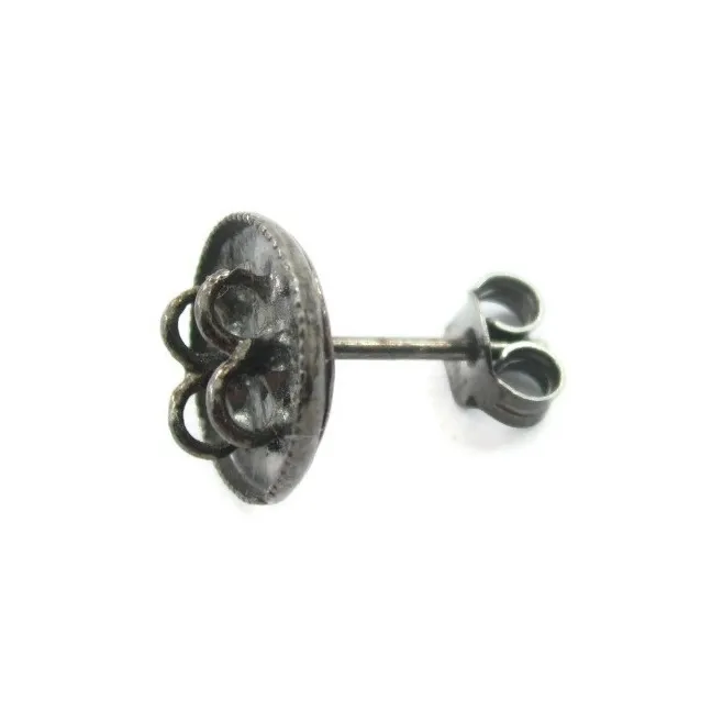 orecchini perno con 4 anellini aperti argento 925 rodiato nero di 13x10 mm 2pz