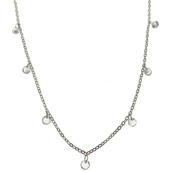 50 cm. di catena ovalini in acciaio e zirconi bianchi di 4 mm