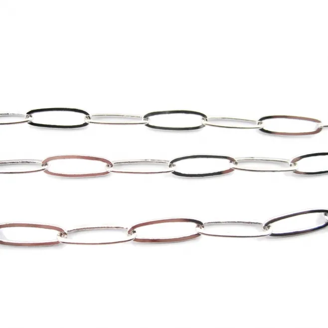 50 cm catena graffetta grande in metallo freenickel rodiato  di 20x5 mm