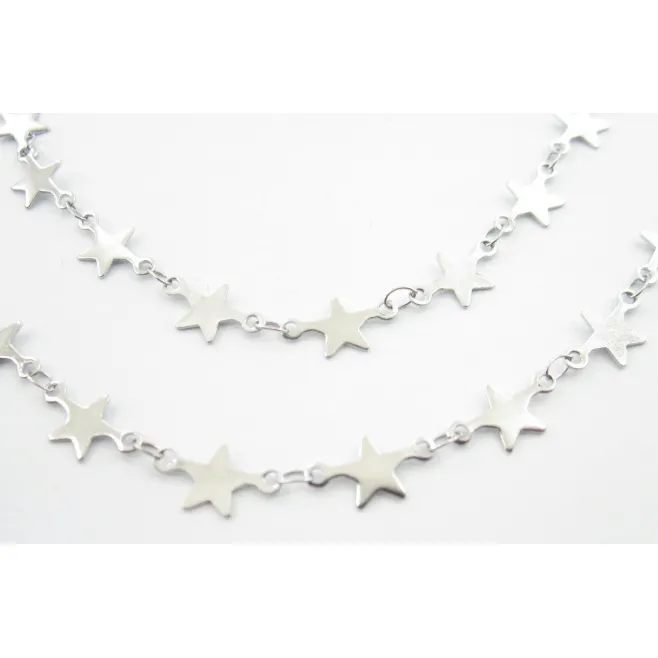 50 cm catena stelline in acciaio chirurgico  di 20x7 mm