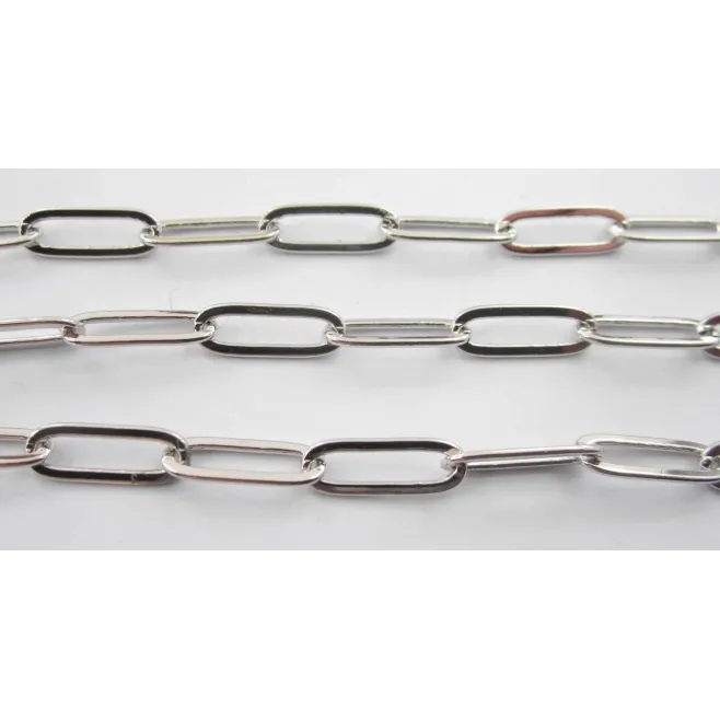 50 cm. catena graffetta in metallo rodiato freenickel  di 14x5 mm