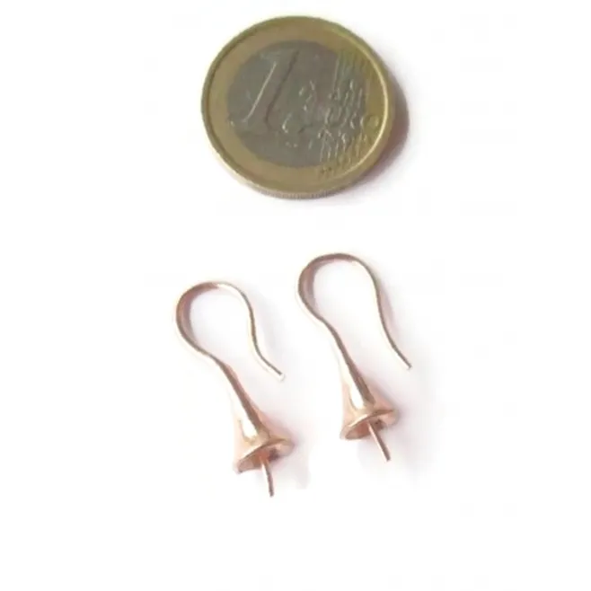 1 PAIO DI GANCI PER ORECCHINI DA INCOLLO ARGENTO 925 ROSE' MADE IN ITALY