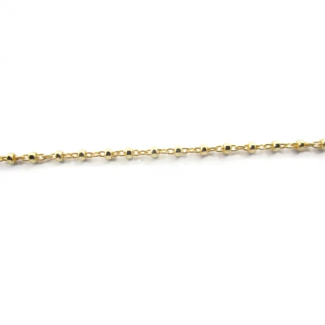 50 cm di catena argento 925  placcato oro gialloovalini di 0,7 mm e pallini di 1,8 mm alternati ogni 5 mm