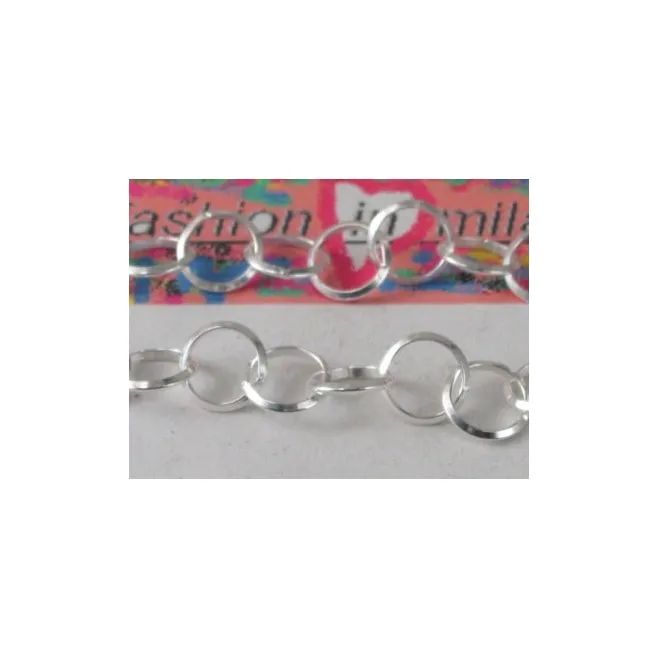 31 CM. DI CATENA ARGENTO ITALY CERCHI   13 mm. IN FILO TRILATO