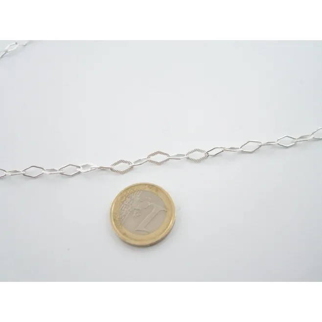 10 CM DI CATENA IN ARGENTO 925  ROMBI ALTERNATI  DI 9X5 MM ITALY