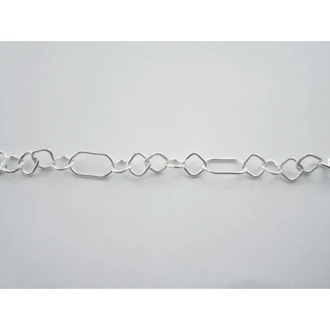 10 cm di catena argento 925 rombi e rettangoli allungati