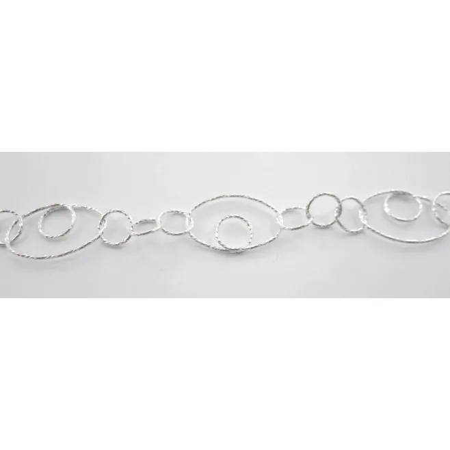 10 cm di catena argento 925  diamantato anellini e ovali doppio giro