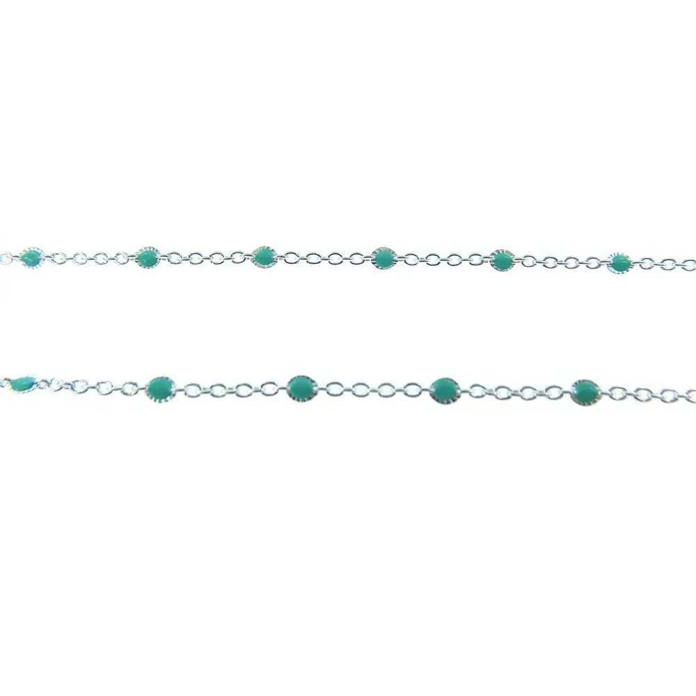 10 CM DI CATENA OVALINI IN ARGENTO925 E SMALTO COLOR TURCHESE